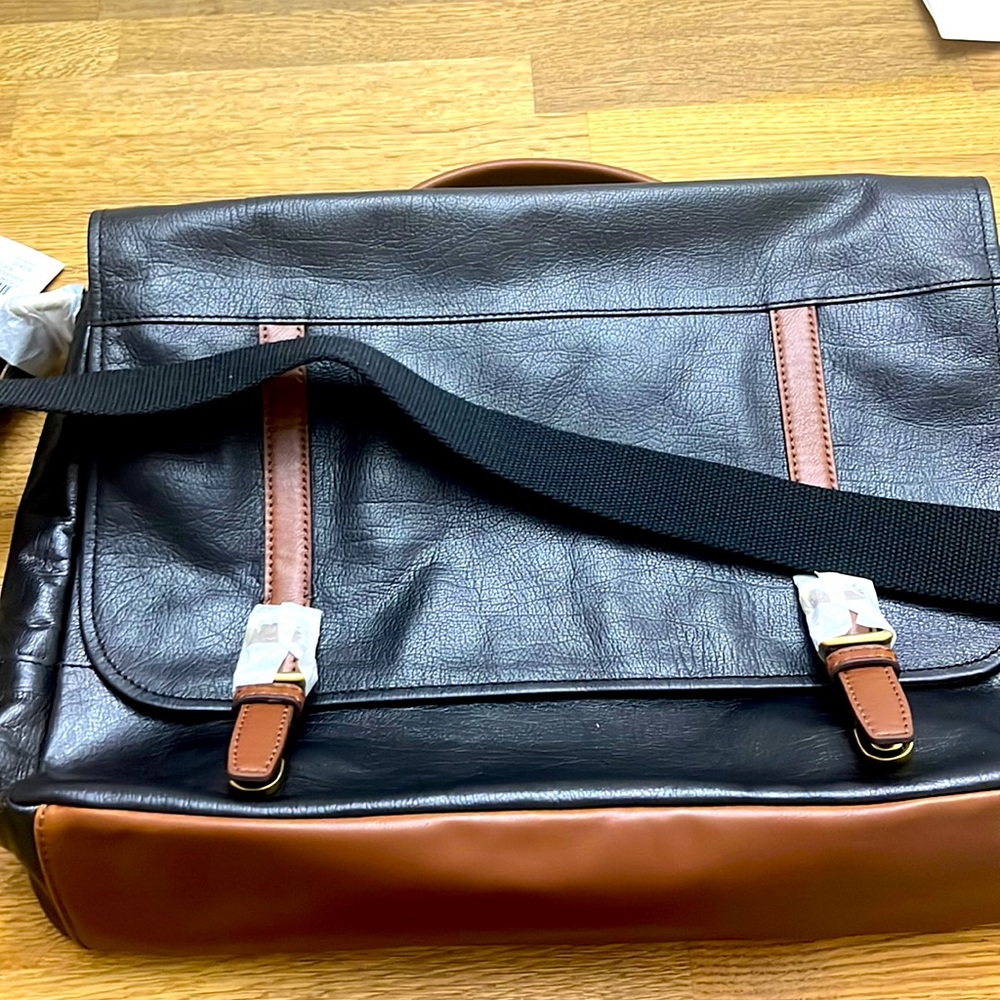 Black Brown Fossil Messenger Bag